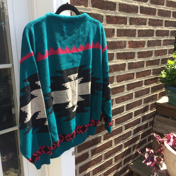 Vintage Turquoise Pattern Sweater - Picture 2 of 4